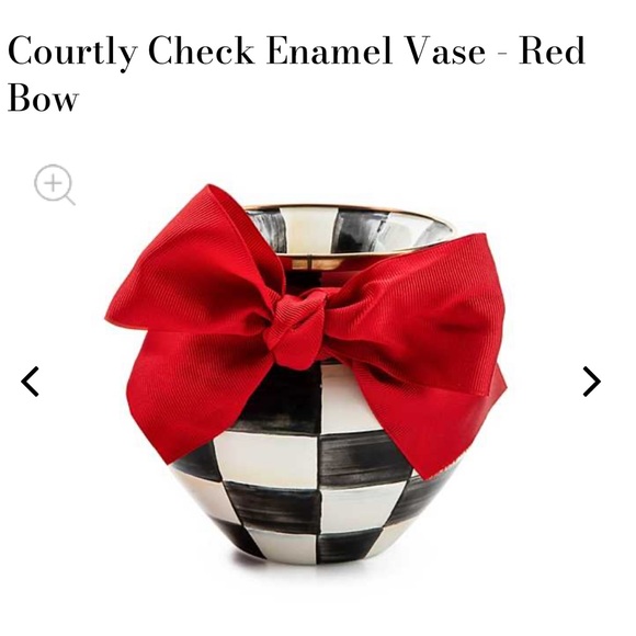 MacKenzie-Childs Other - MacKenzie-Childs Courtly Check Enamel Vase - Red Bow